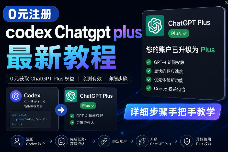 0元全自动注册codex gpt plus最新教程，0元获取GPT Plus权益，手把手详细教学-来聚吧