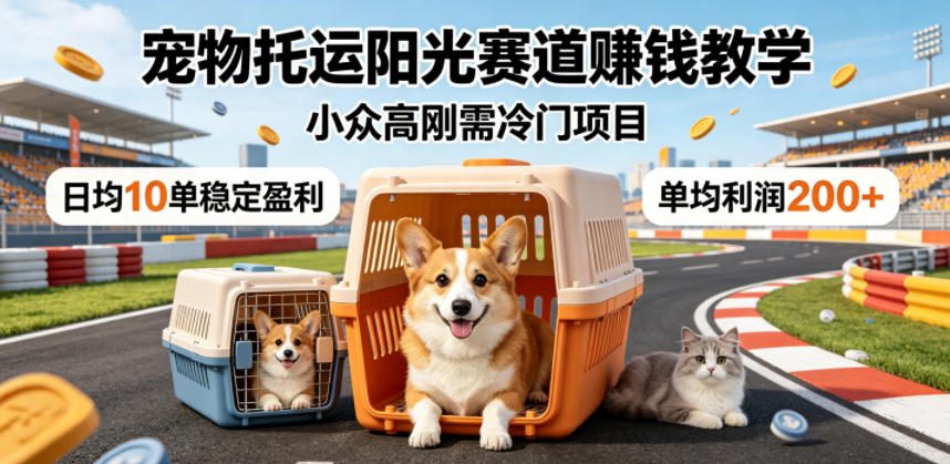 宠物托运阳光赛道賺钱教学,小众高刚需冷门项目,日均10单稳定盈利,单均利润200+-来聚吧