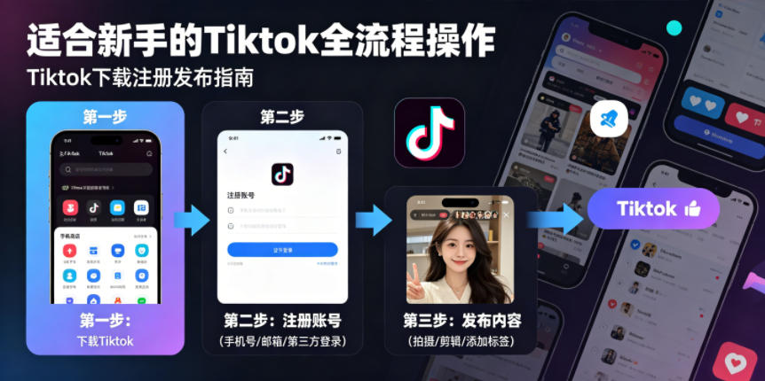 Tiktok下载注册发布,适合新手的Tiktok全流程操作-来聚吧