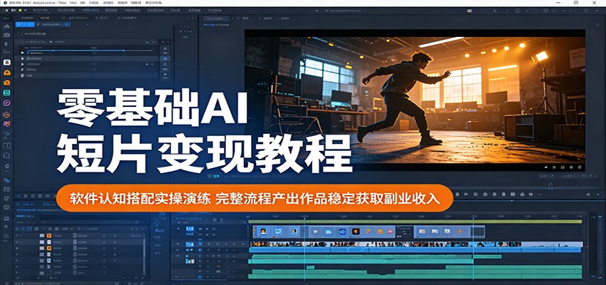 零基础AI短片变现教程：软件认知搭配实操演练，完整流程产出作品稳定获取副业收入-来聚吧