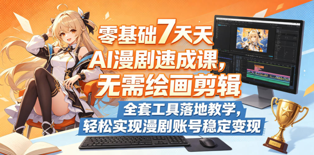 零基础7天AI漫剧速成课,无需绘画剪辑,全套工具落地教学,轻松实现漫剧账号稳定变现-来聚吧