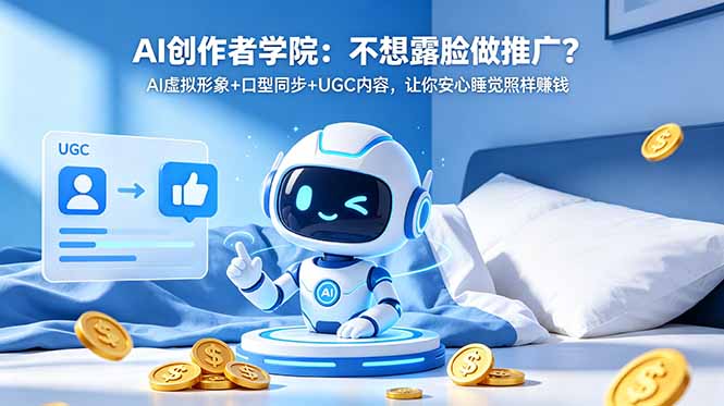 AI创作者学院:不想露脸做推广?AI虚拟形象+口型同步+UGC内容,让你安心睡觉照样赚钱-来聚吧