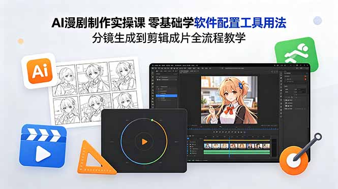 AI漫剧制作实操课 零基础学软件配置工具用法 分镜生成到剪辑成片全流程教学-来聚吧
