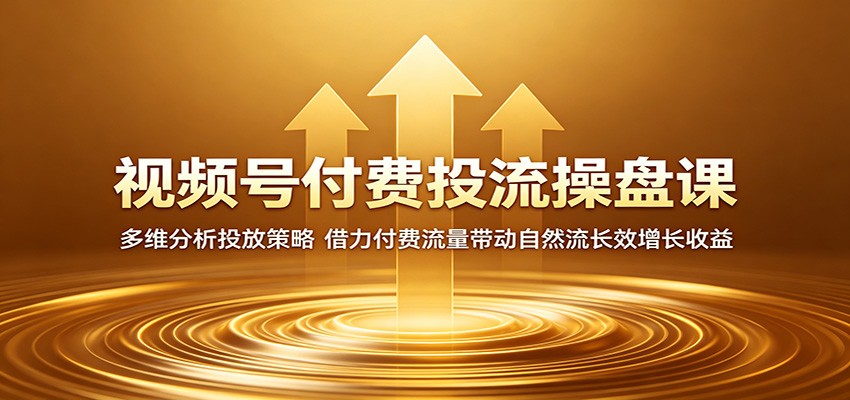 视频号付费投流操盘课:多维分析投放策略,借力付费流量带动自然流长效增长收益-来聚吧