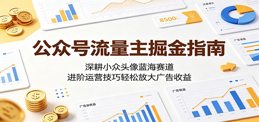 公众号流量主掘金指南：深耕小众头像蓝海赛道，进阶运营技巧轻松放大广告收益-来聚吧