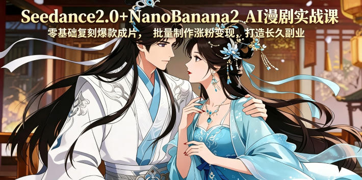 Seedance2.0+NanoBanana2 AI漫剧实战课,零基础复刻爆款成片涨粉变现,打造长久副业收益-来聚吧