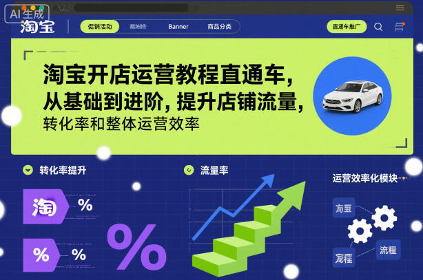 淘宝开店运营教程直通车，从基础到进阶，提升店铺流量，转化率和整体运营效率(更新26年05月27日)-来聚吧