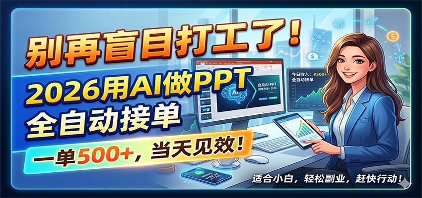 别再盲目打工了!2026用AI做PPT全自动接单,一单5张+,当天见效!-来聚吧