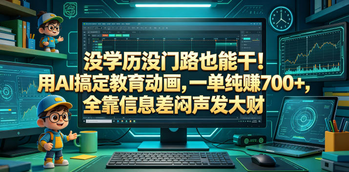 没学历没门路也能干!用AI搞定教育动画,一单纯賺700+,全靠信息差闷声发大财【揭秘】-来聚吧