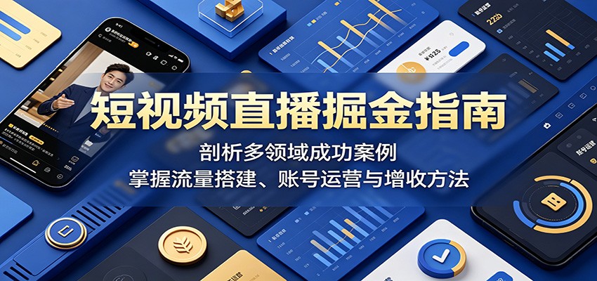 短视频直播掘金指南：剖析多领域成功案例，掌握流量搭建、账号运营与增收方法-来聚吧