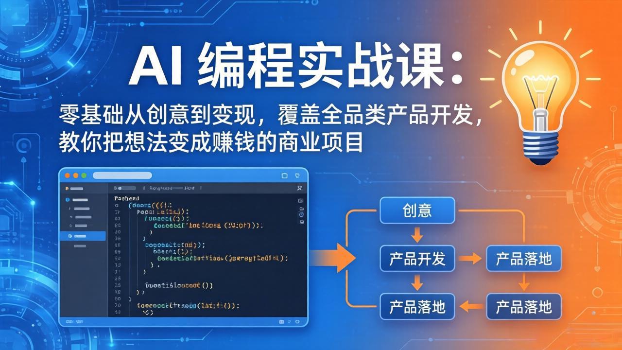 AI编程实战课-第三期-5月更新:零基础从创意到变现,覆盖全品类产品开发,把想法变成赚钱项目-来聚吧