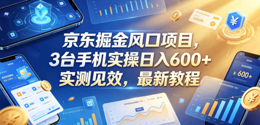 京东掘金风口项目，3台手机实操日入600+，实测见效，最新教程【揭秘】-来聚吧