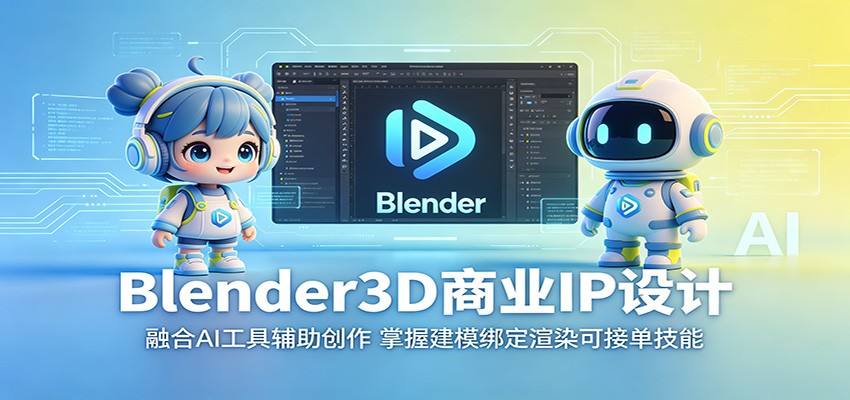 Blender3D商业IP设计：融合AI工具辅助创作，掌握建模绑定渲染可接单技能-来聚吧