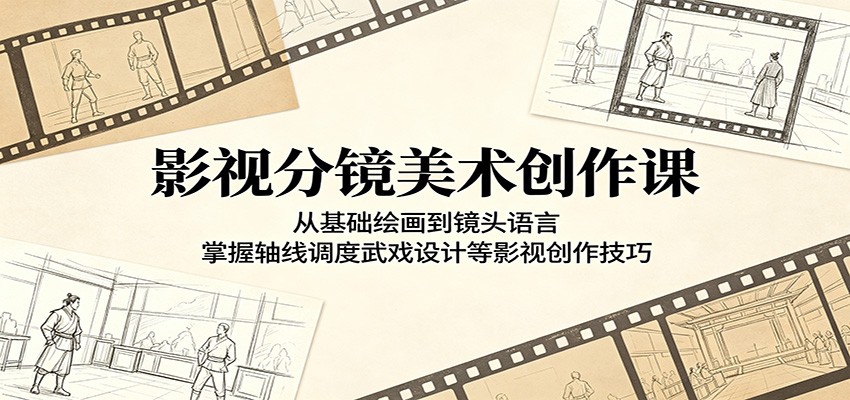 影视分镜美术创作课:从基础绘画到镜头语言,掌握轴线调度武戏设计等影视创作技巧-来聚吧
