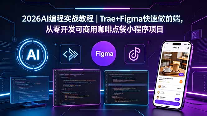 2026AI编程实战教程|Trae+Figma快速做前端,从零开发可商用咖啡点餐小程序项目-来聚吧
