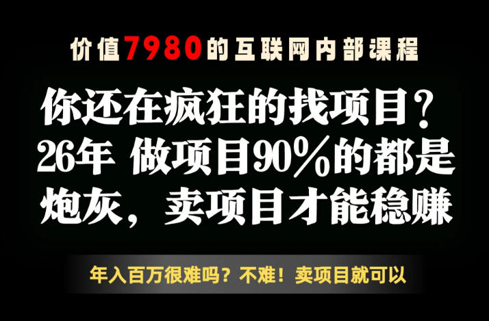 26年请不要疯狂的找项目了,卖项目远比你想象的暴利,你也可以月入10W+【揭秘】-来聚吧