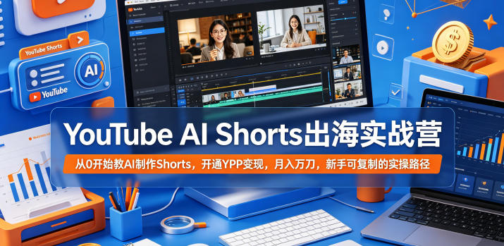 YouTube AI Shorts出海实战营,从0开始教AI制作Shorts,开通YPP变现,月入万刀,新手可复制的实操路径-来聚吧