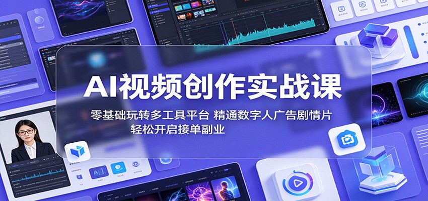AI视频创作实战课：零基础玩转多工具平台，精通数字人广告、剧情片，轻松开启接单副业-来聚吧