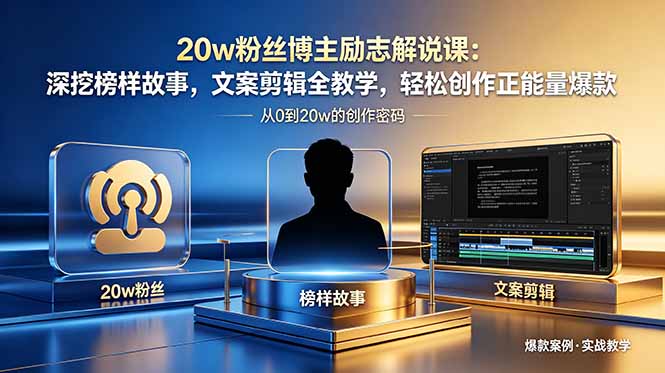 20w粉丝博主励志解说课：深挖榜样故事，文案剪辑全教学，轻松创作正能量爆款-来聚吧