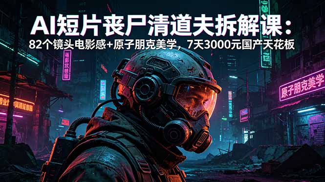 AI短片《丧尸清道夫》拆解课:82个镜头电影感+原子朋克美学,7天3000元国产天花板-来聚吧