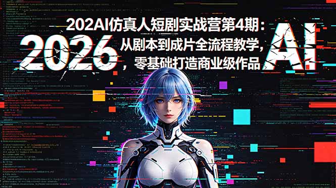 2026AI仿真人短剧实战营第4期：从剧本到成片全流程教学，零基础打造商业级作品-来聚吧