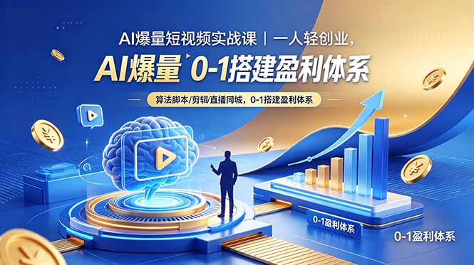 AI爆量短视频实战课|一人轻创业,算法脚本剪辑直播同城,0-1搭建盈利体系-来聚吧