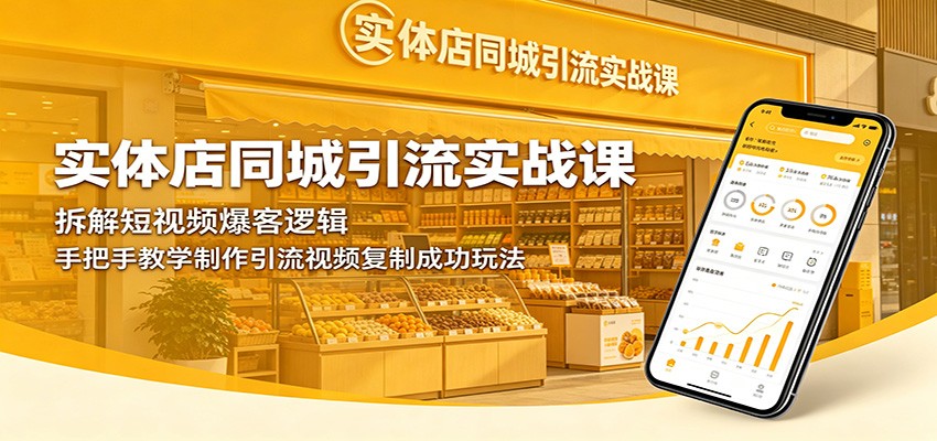 实体店同城引流实战课:拆解短视频爆客逻辑,手把手教学制作引流视频复制成功玩法-来聚吧