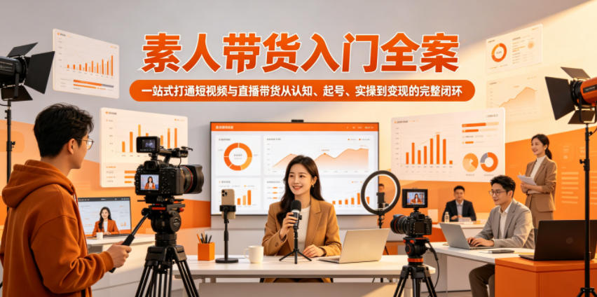 素人带货入门全案，一站式打通短视频与直播带货从认知、起号、实操到变现的完整闭环-来聚吧