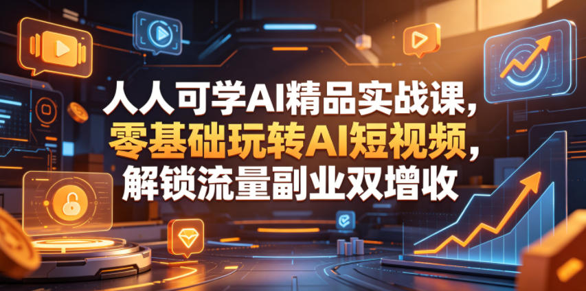 人人可学AI精品实战课,零基础玩转AI短视频,解锁流量副业双增收-来聚吧