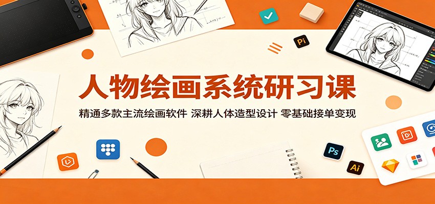 人物绘画系统研习课：精通多款主流绘画软件，深耕人体造型设计，零基础接单变现-来聚吧