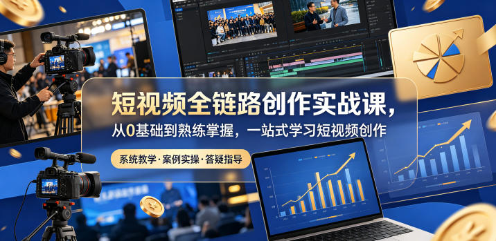 短视频全链路创作实战课,从0基础到熟练掌握,一站式学习短视频创作-来聚吧