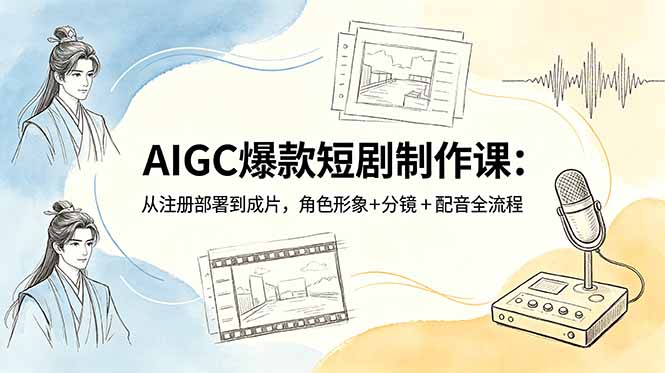 AIGC爆款短剧制作课:从注册部署到成片,角色形象+分镜+配音全流程-来聚吧