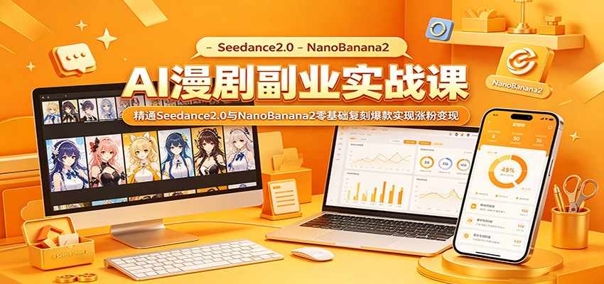 AI漫剧副业实战课:精通Seedance2.0与NanoBanana2零基础复刻爆款实现涨粉变现-来聚吧