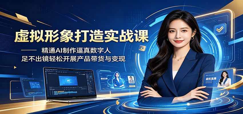 虚拟形象打造实战课：精通AI制作逼真数字人，足不出镜轻松开展产品带货与变现-来聚吧