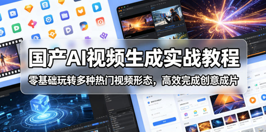 国产AI视频生成实战教程,零基础玩转多种热门视频形态,高效完成创意成片-来聚吧