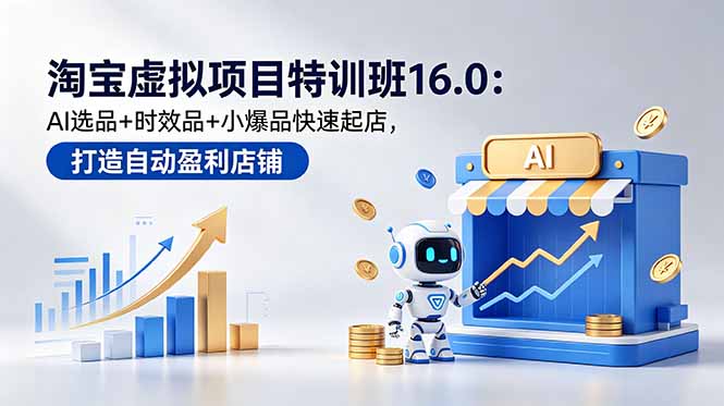 淘宝虚拟项目特训班16.0:AI选品+时效品+小爆品快速起店,打造自动盈利店铺-来聚吧