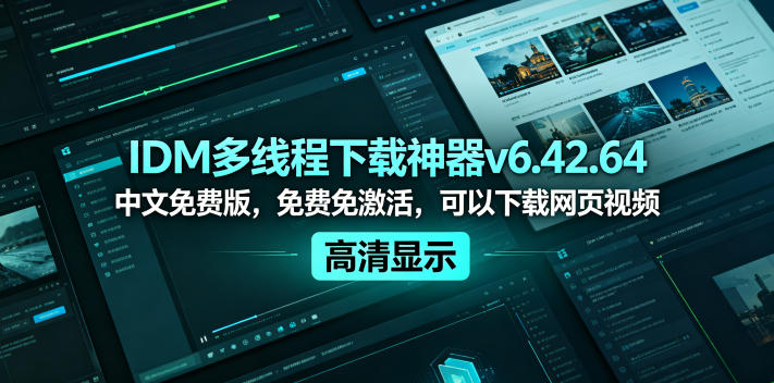 IDM多线程下载神器v6.42.64中文免费版,免费免激活,可以下载网页视频(例如飞书文档内的视频)-来聚吧