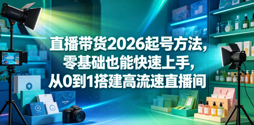 直播带货2026起号方法，零基础也能快速上手，从0到1搭建高流速直播间-来聚吧