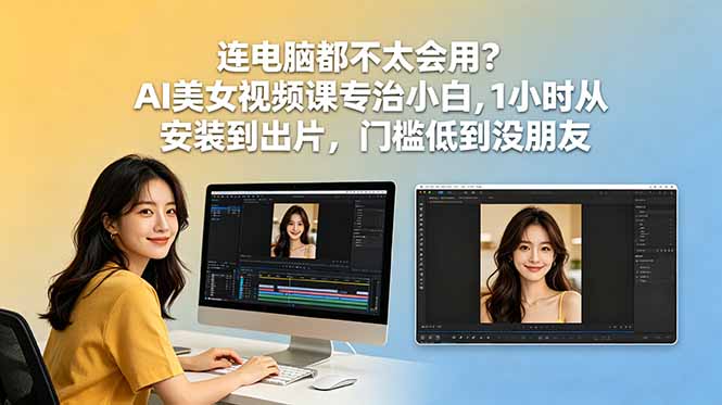 连电脑都不太会用?AI美女视频课专治小白,1小时从安装到出片,门槛低到没朋友-来聚吧