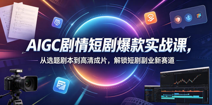 AIGC剧情短剧爆款实战课,从选题剧本到高清成片,解锁短剧副业新赛道-来聚吧