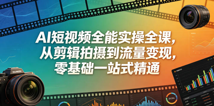 AI短视频全能实操全课,从剪辑拍摄到流量变现,零基础一站式精通-来聚吧