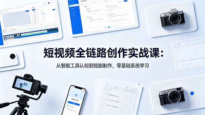 短视频全链路创作实战课:从智能工具认知到短剧制作,零基础系统学习-来聚吧