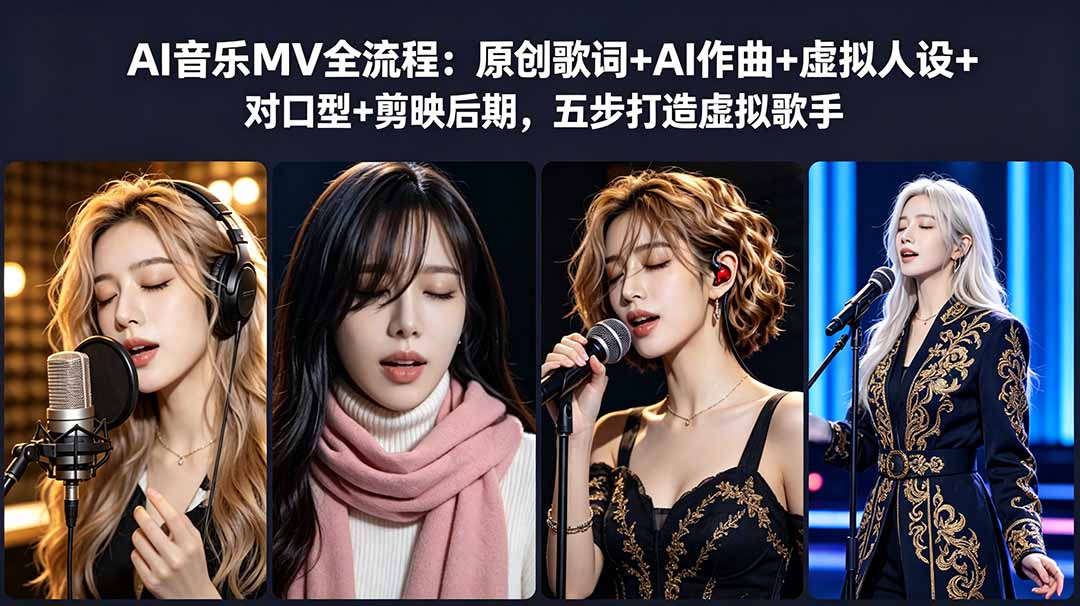 AI音乐MV全流程：原创歌词+AI作曲+虚拟人设+对口型+剪映后期，五步打造虚拟歌手-来聚吧