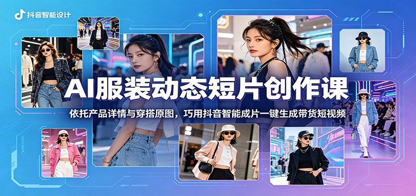 AI服装动态短片创作课:依托产品详情与穿搭原图,巧用抖音智能成片一键生成带货短视频-来聚吧