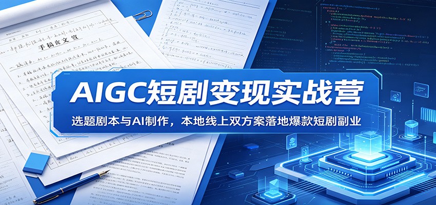 AIGC短剧变现实战营：选题剧本与AI制作，本地线上双方案落地爆款短剧副业-来聚吧