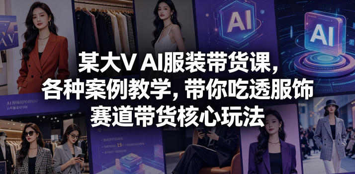 某大V AI服装带货课,各种案例教学,带你吃透服饰赛道带货核心玩法-来聚吧