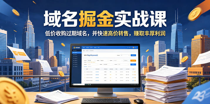 域名交易掘金实战课,低价收购过期域名,并快速高价转售,賺取丰厚利润【原创双语字幕】-来聚吧