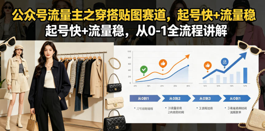 公众号流量主之穿搭贴图赛道，起号快+流量稳，从0-1全流程讲解-来聚吧
