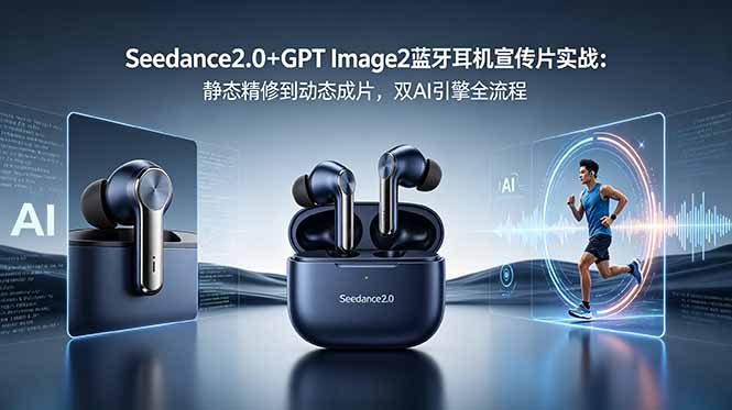 Seedance2.0+GPT Image2蓝牙耳机宣传片实战：静态精修到动态成片，双AI引擎全流程-来聚吧