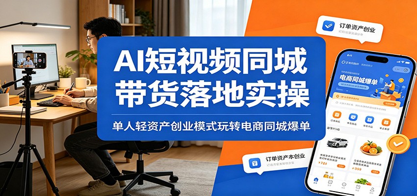 AI短视频同城带货落地实操:单人轻资产创业模式玩转电商同城爆单-来聚吧